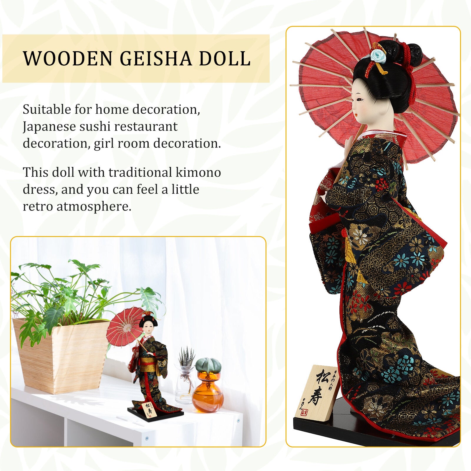 Japanese Kimono Figurine Asian Dolls Ornament Oriental Statue Collectible Figure Antique Vintage Sculpture S7141