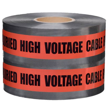 Detectable Tape 6 in. x 1000 ft. Red with Black Caution Buried High Voltage Cable Below O3582