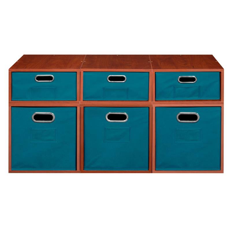 Cherry/Teal 3 Full Cubes 3 Half Cubes Storage Set with Foldable Storage Bins M92373