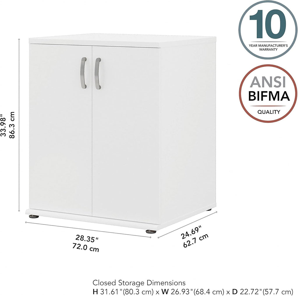 White Floor Storage Cabinet with Doors and Shelves R932343