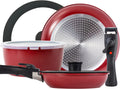 8 Pieces Nonstick Pots and Pans Set, Deep Red T4539
