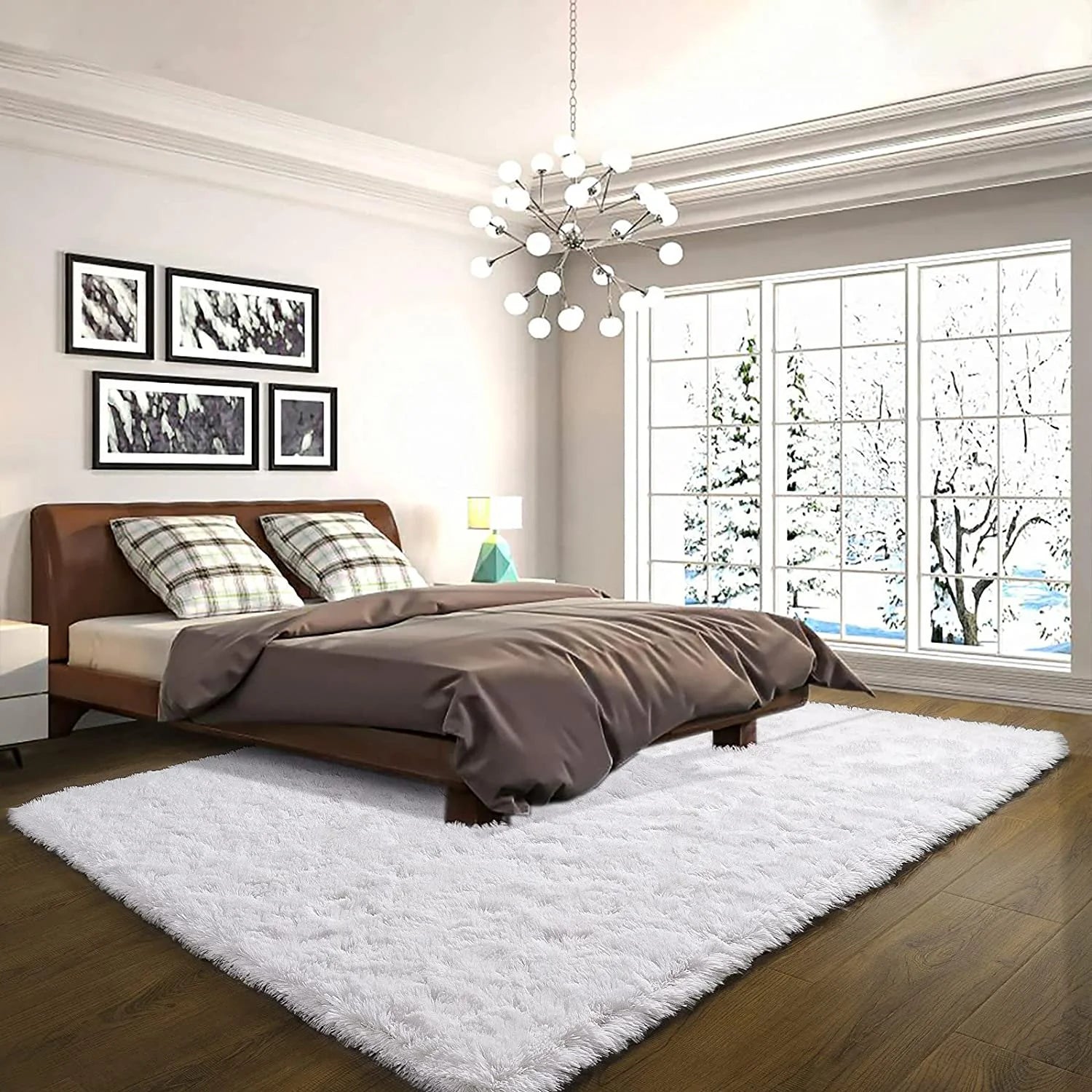 Cream Shaggy Area Rug, 5x8ft A15971
