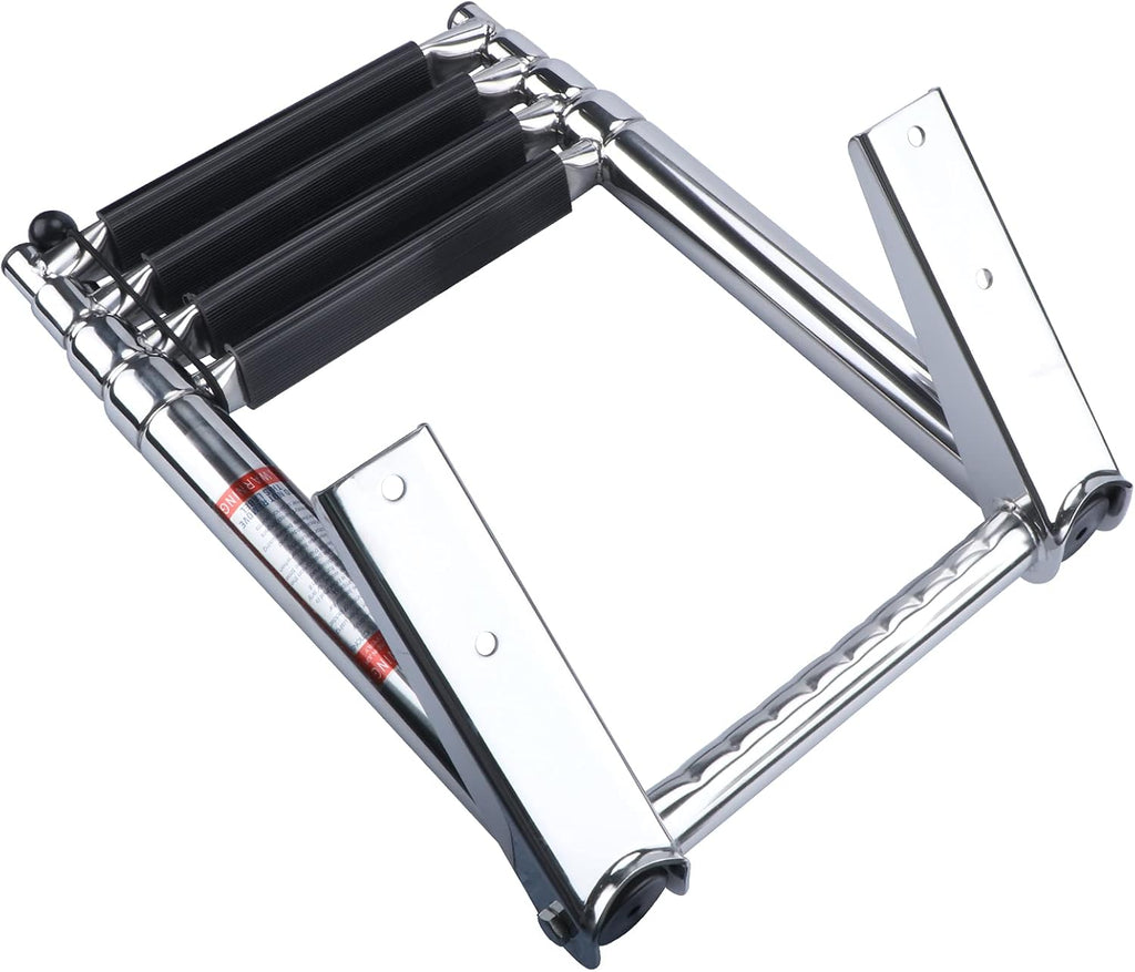 Folding 4 Step Stainless Steel Telescoping Boat Ladder Pack of 2 U9917