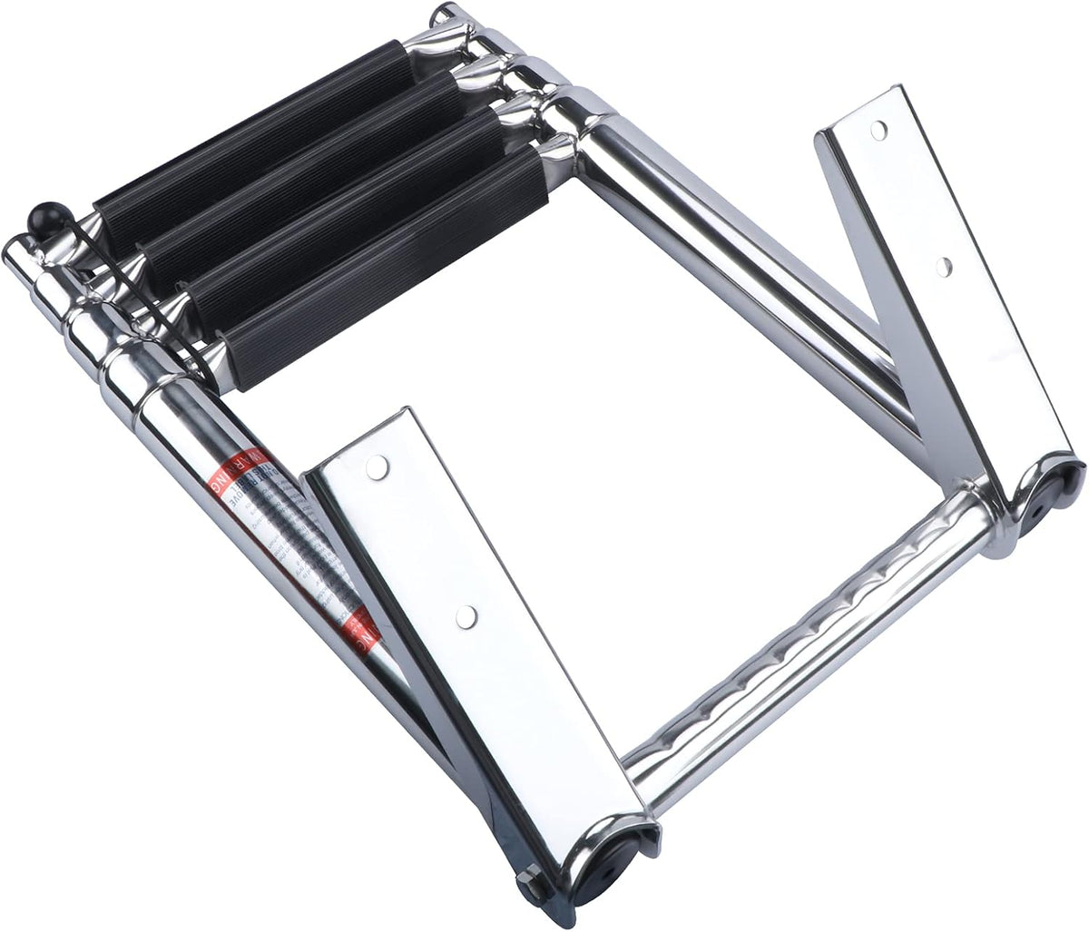 Folding 4 Step Stainless Steel Telescoping Boat Ladder Pack of 2 U9917