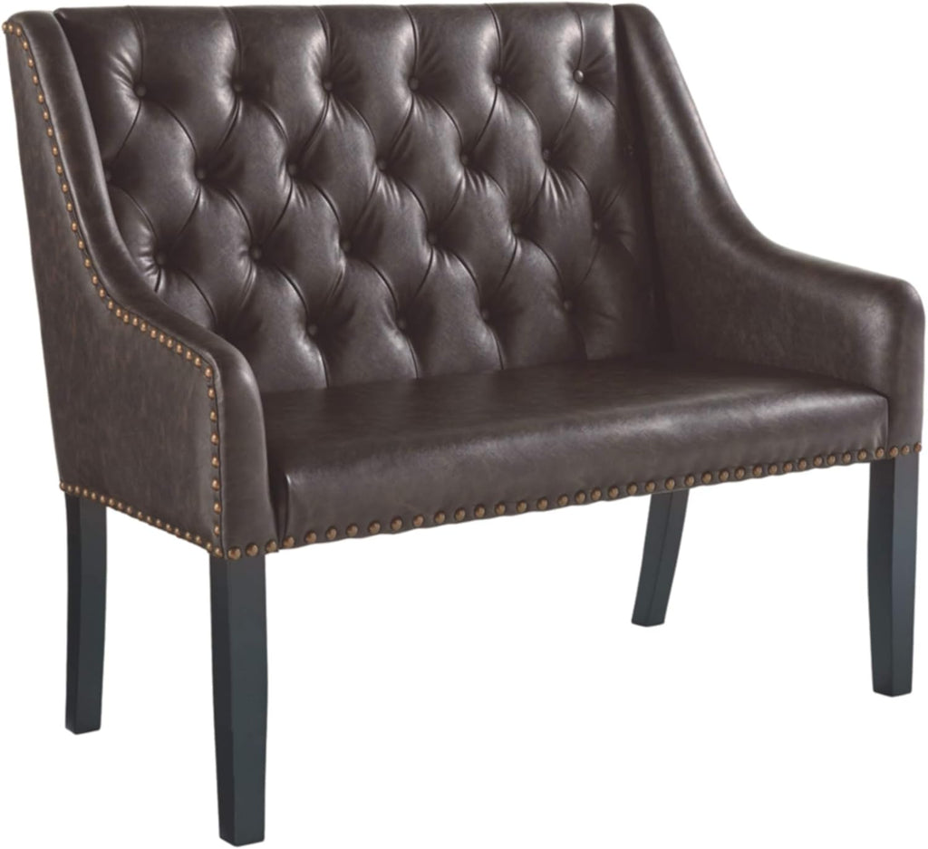 Brown Faux Leather Tufted Accent Bench Q7814