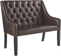 Brown Faux Leather Tufted Accent Bench Q7814