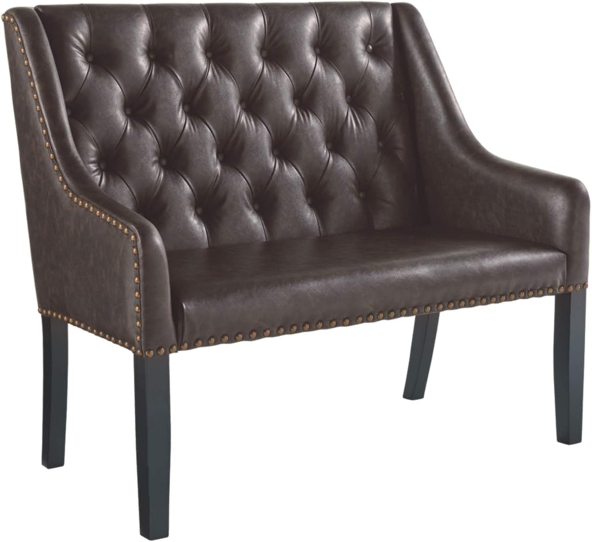 Brown Faux Leather Tufted Accent Bench Q7814