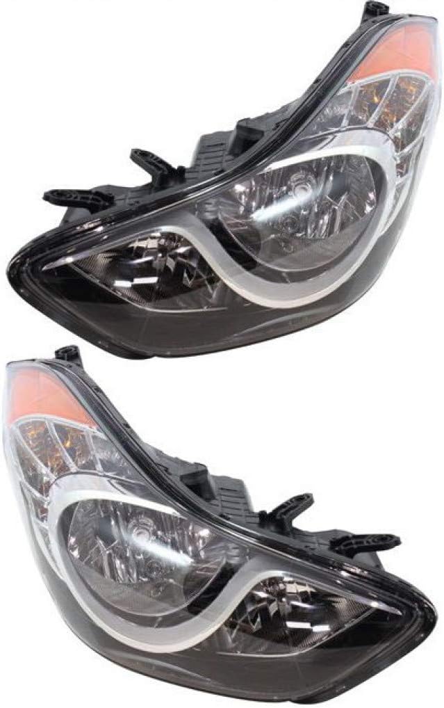 Headlight Assembly Driver and Passenger Side with Bulbs for Hyundai Elantra Sedan B507688