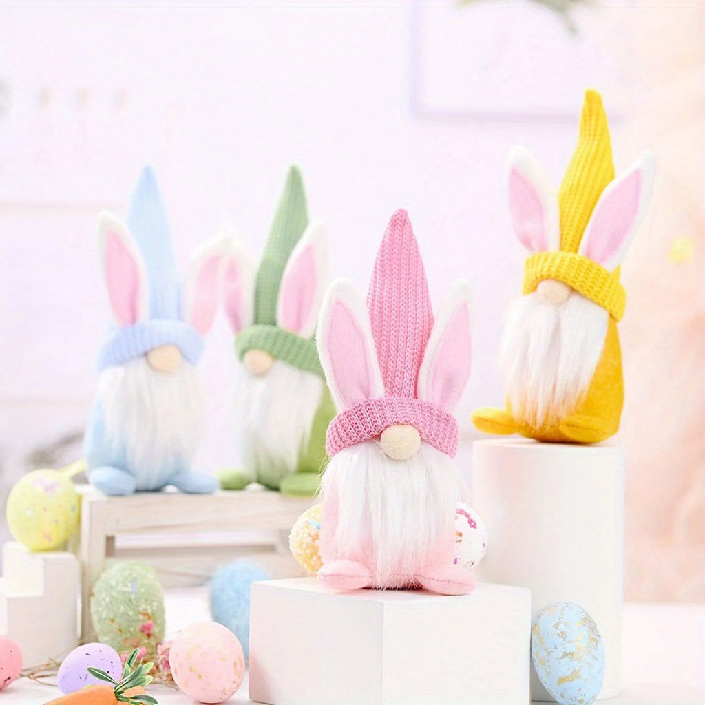 Easter Gnomes Decorations, 2 Pack Bunny Tiered Tray Plush Gnome Decor Handmade Swedish Tomte Elfs Dwarf Rabbit Doll A8646
