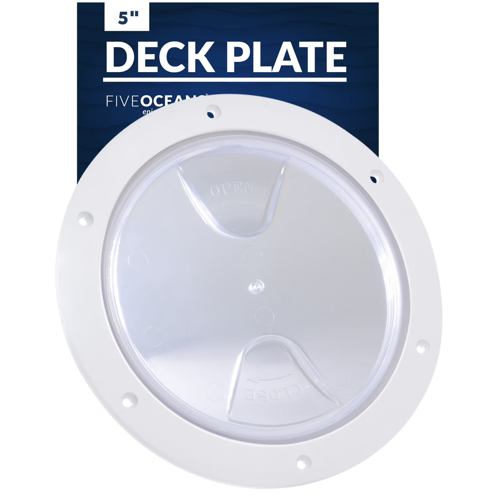 8" Marine Round Inspection Deck Plate Hatch with Detachable Clear Lid, UV-Resistant ABS White Plastic Q651639
