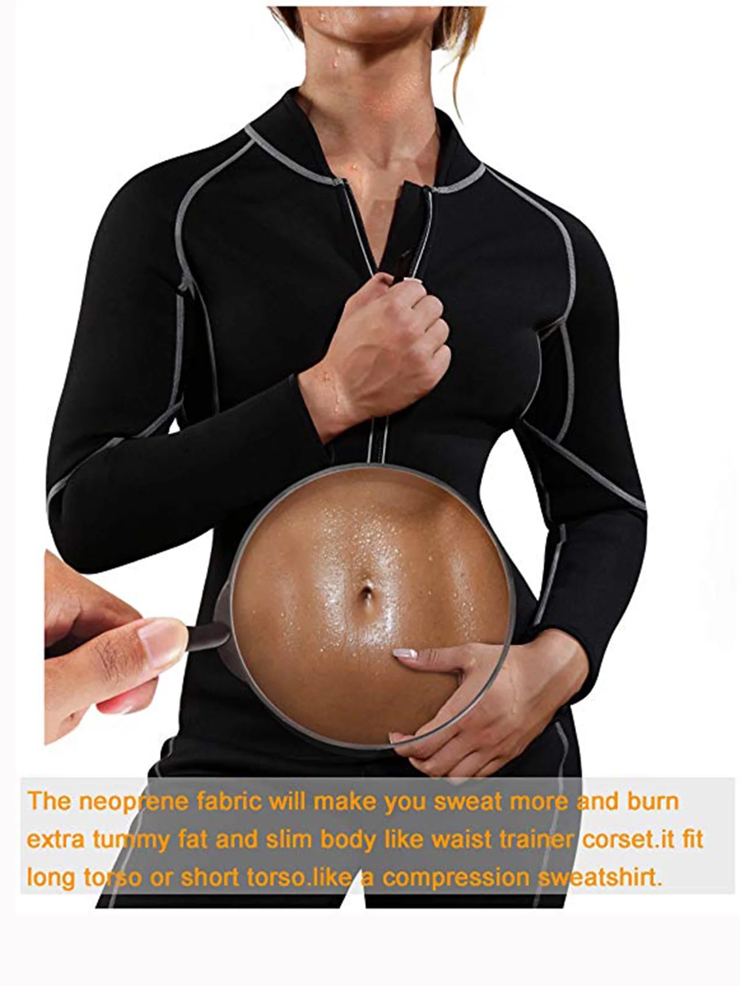 Women's Neoprene Sauna Vest Waist Trainer Corset Long Sleeves Gym Hot Sweat Suit Workout Body Shaper H66901