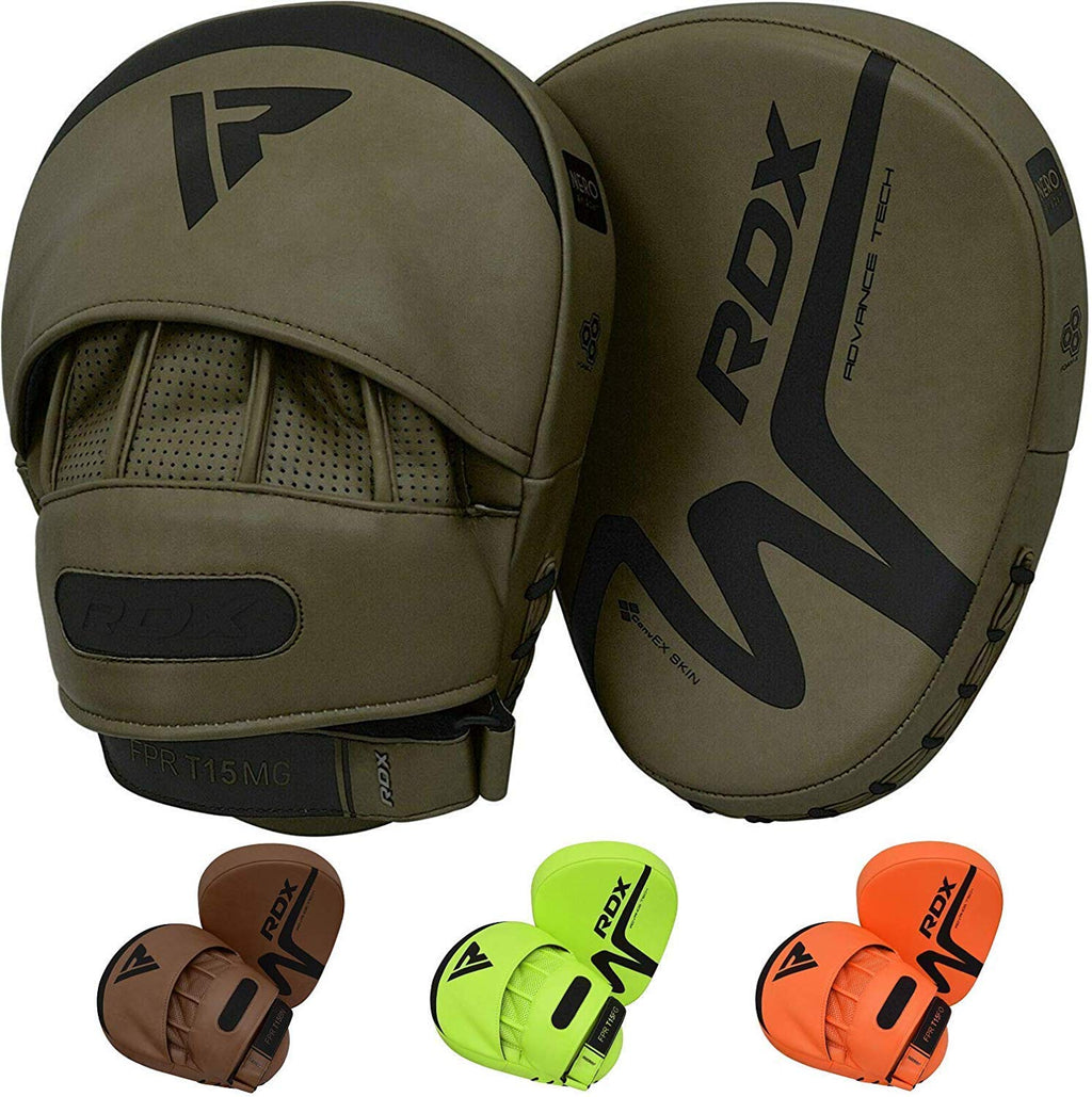 Matte Green Leather Boxing Focus Mitts Y468