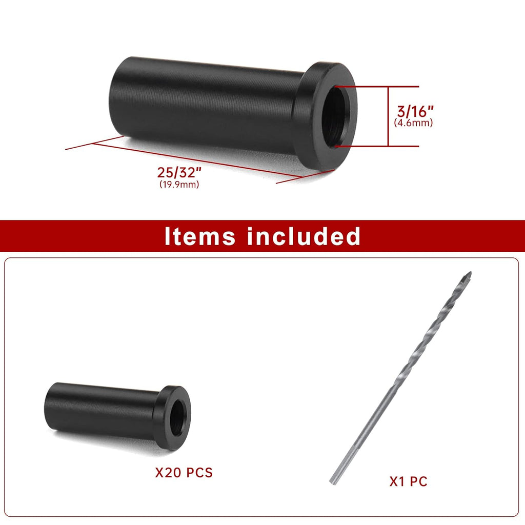 Black Cable Railing Kit Protector Sleeves Grommet for 1/8" 5/32" 3/16" Wire Rope Wood Posts Deck Stair Railing POM S624