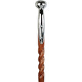 Espresso Chrome Plated Handle Walking Stick with Twisted Ash Wood Shaft J448085