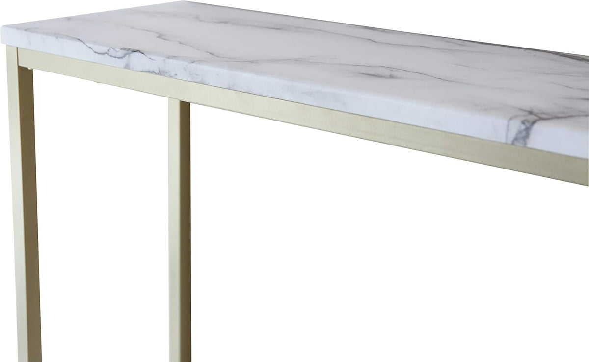 Faux Marble Console Table with Gold Metal Frame X1340