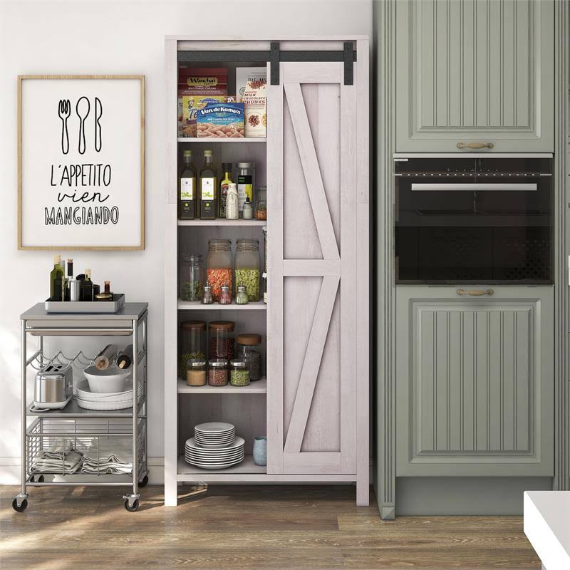 White Oak Wood Sliding Door Pantry E918