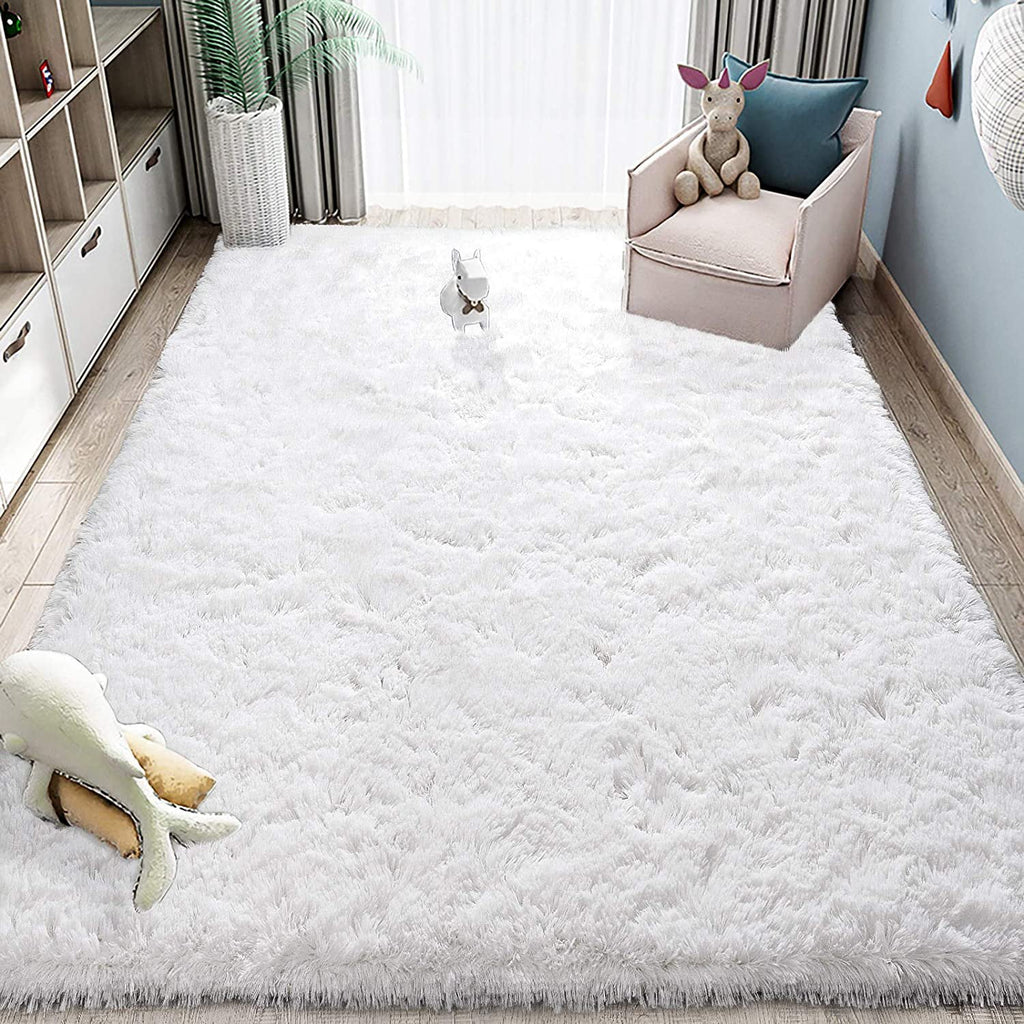 Cream Shaggy Area Rug, 5x8ft A15971