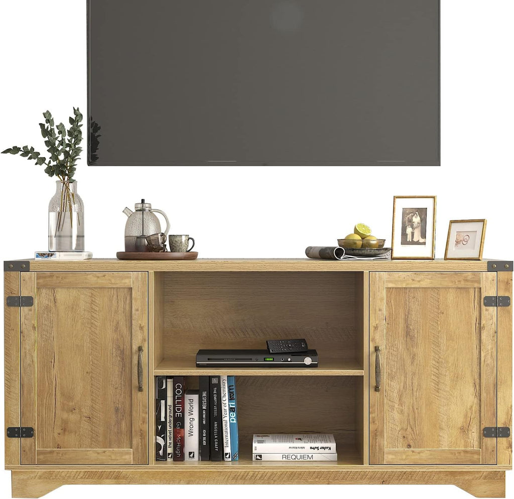 TV Console Entertainment Center with Storage Shelves, Supports TV Upto 65 Inches U7242