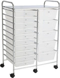 15 Drawer Semi-Transparent White Rolling Storage Cart Y893