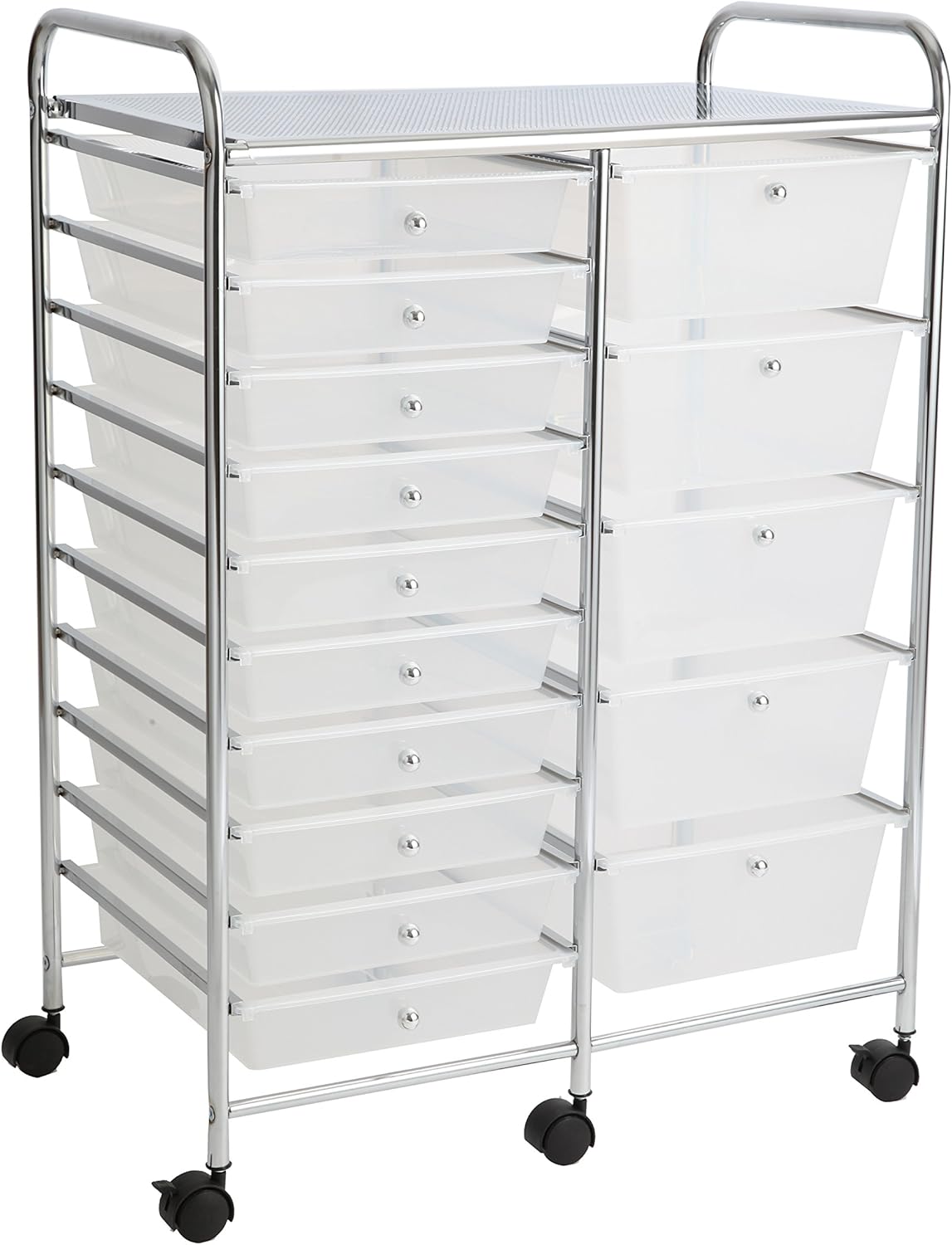 15 Drawer Semi-Transparent White Rolling Storage Cart Y893