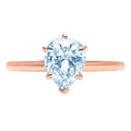 Pear Cut Blue Topaz Rose Gold Solitaire Ring G73875