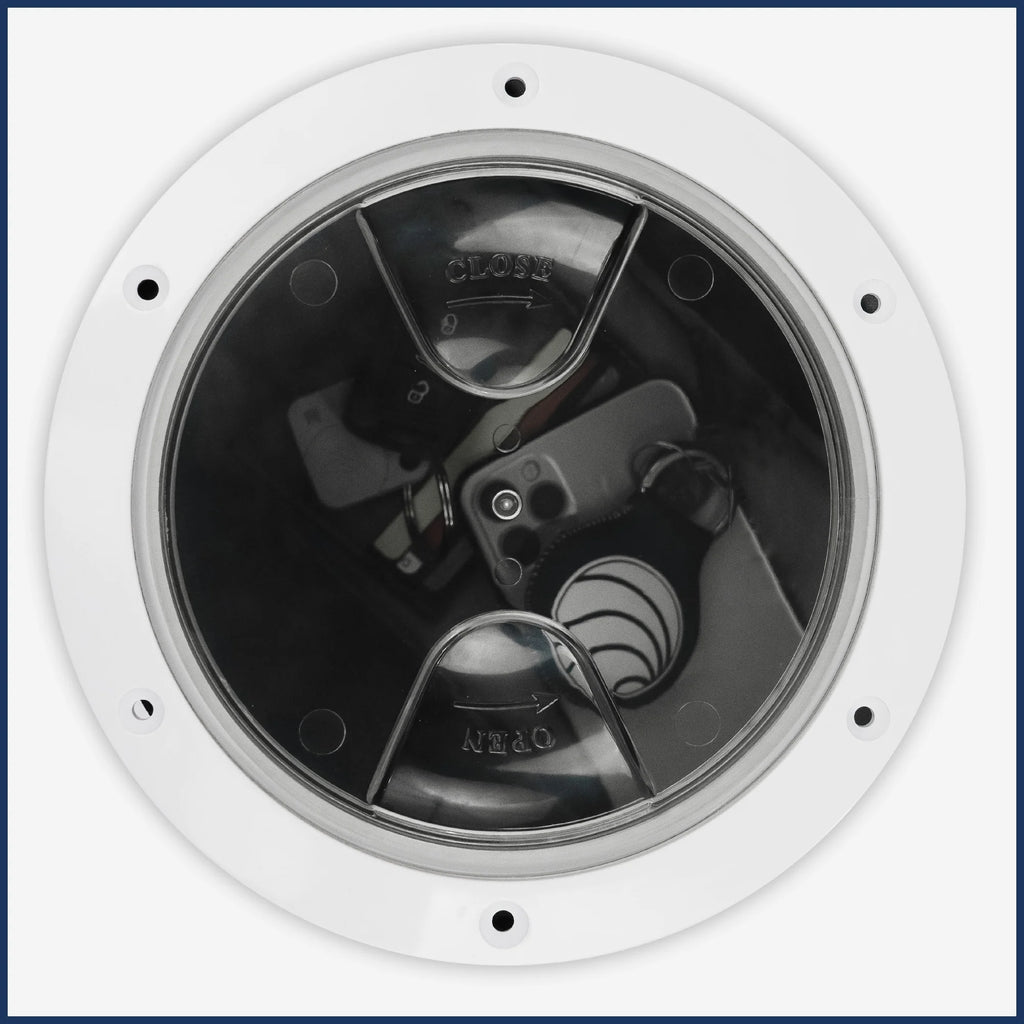 8" Marine Round Inspection Deck Plate Hatch with Detachable Clear Lid, UV-Resistant ABS White Plastic Q651639