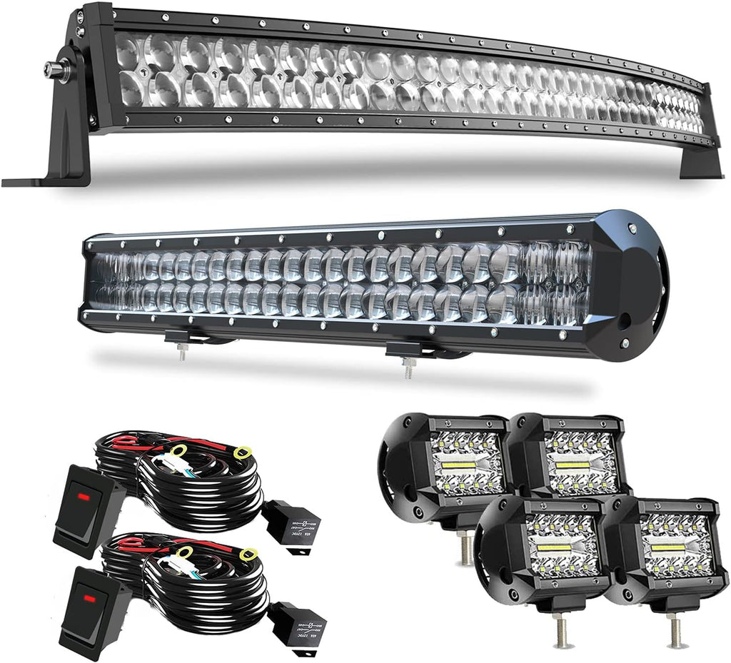 52 inch Curved LED Light Bar Kit with 4PCS Spot LED Pods Fog Lights W156014