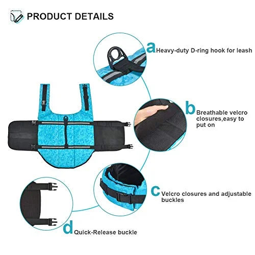 Adjustable Dog Life Jacket with Reflective Stripes I519195