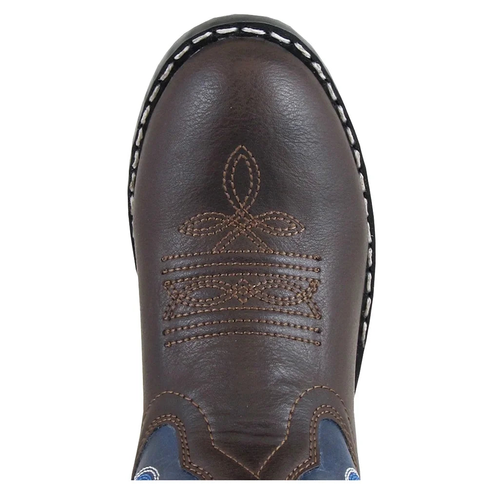 Brown/Navy Kids Western Boots C6309
