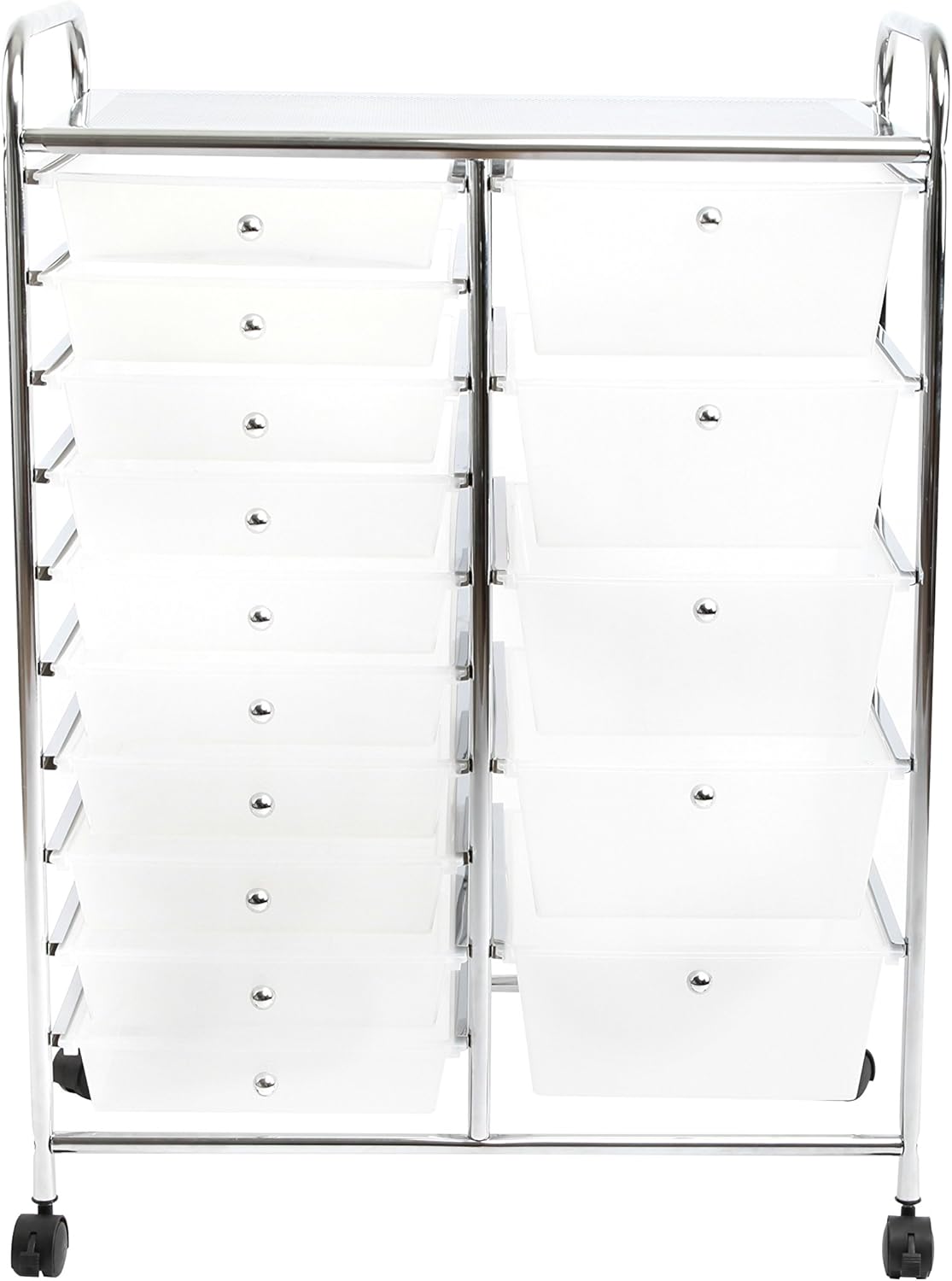 15 Drawer Semi-Transparent White Rolling Storage Cart Y893