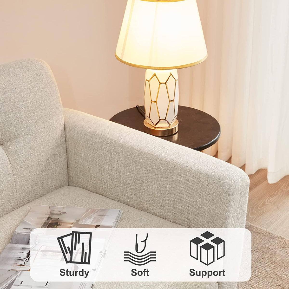 Beige Tufted Loveseat Sofa Y5254