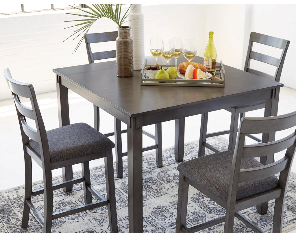 Counter Height Dining Table and Bar Stools Set of 5 Gray P213