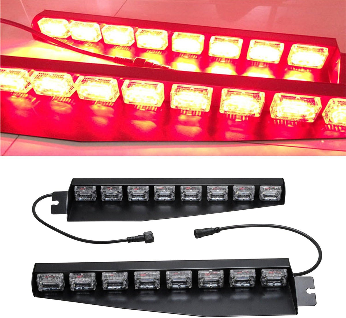 48 LED 12V 48W Strobe Light Bar with Suction Cups (Green/White) I646