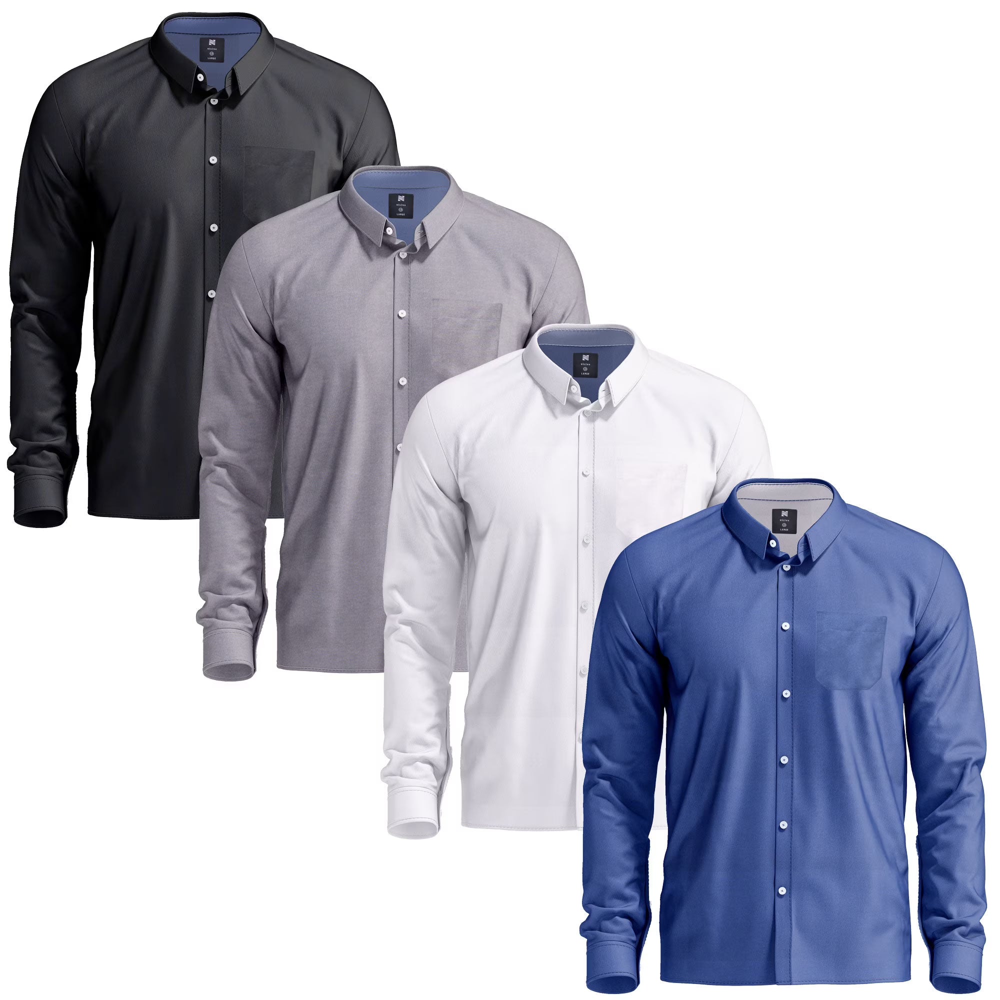 Men’s Dress Shirt 4 Pack Long Sleeve Button Down Casual Fit V9478