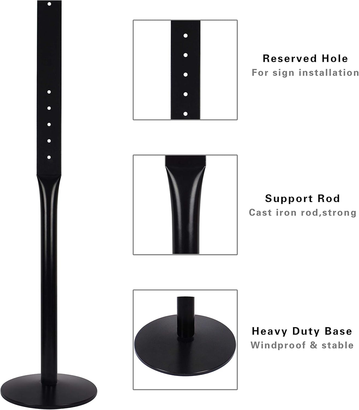 Cast Iron Sign Post Stand, Black Pack of 2 U3472