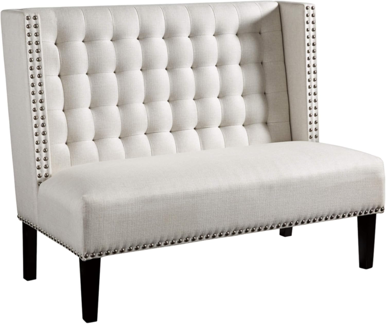Brown Faux Leather Tufted Accent Bench Q7814