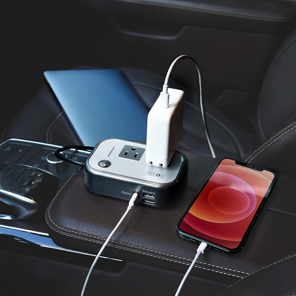 200W Car Power Inverter, DC 12V to AC 110V, Dual USB Ports, Pack of 2 E271