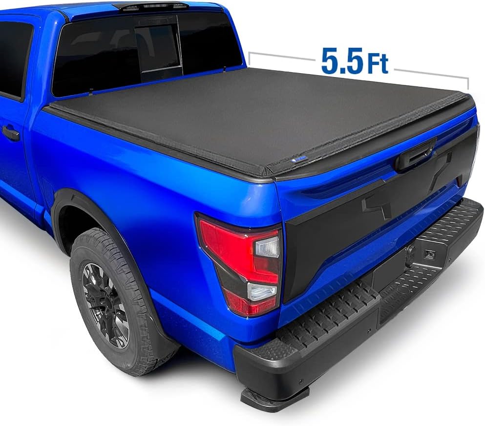 Soft Roll Up Truck Bed Tonneau Cover for 2004-2015 Nissan Titan Fleetside 5.5' Bed, Black M741