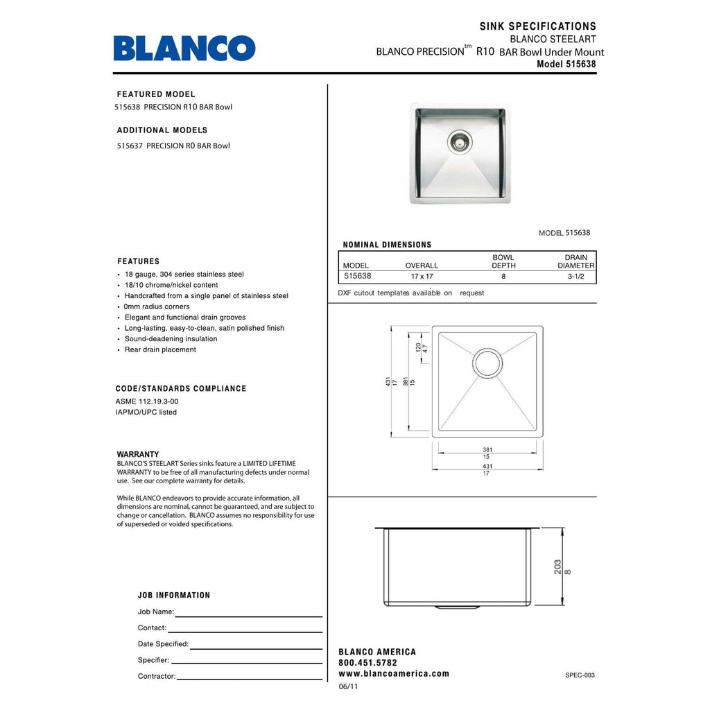 Precision Undermount Bar Sink A9262