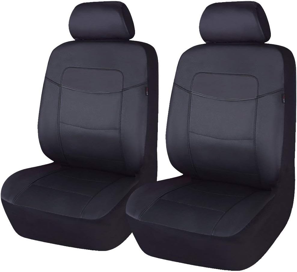 Black Water Blue Leather Car Seat Covers Pack of 2 I96303
