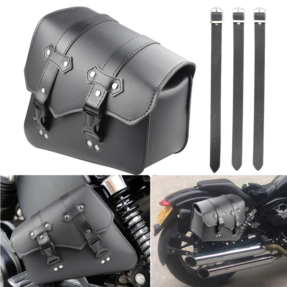 Motorcycle Side Saddle Bags PU Leather Luggage Storage Tool Pouch M313939
