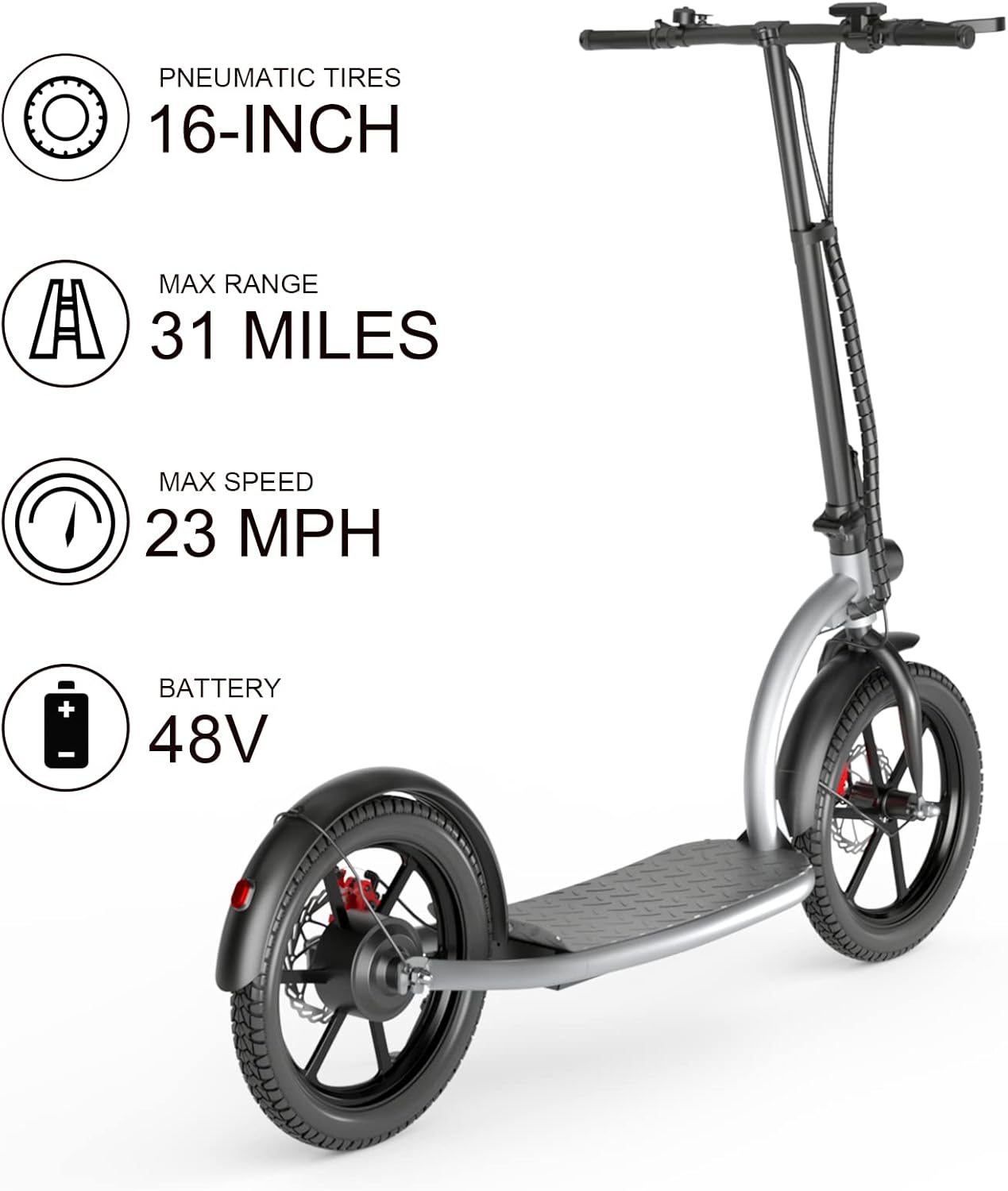 16" Pneumatic Tires Folding Commuter Electric Scooter Q332