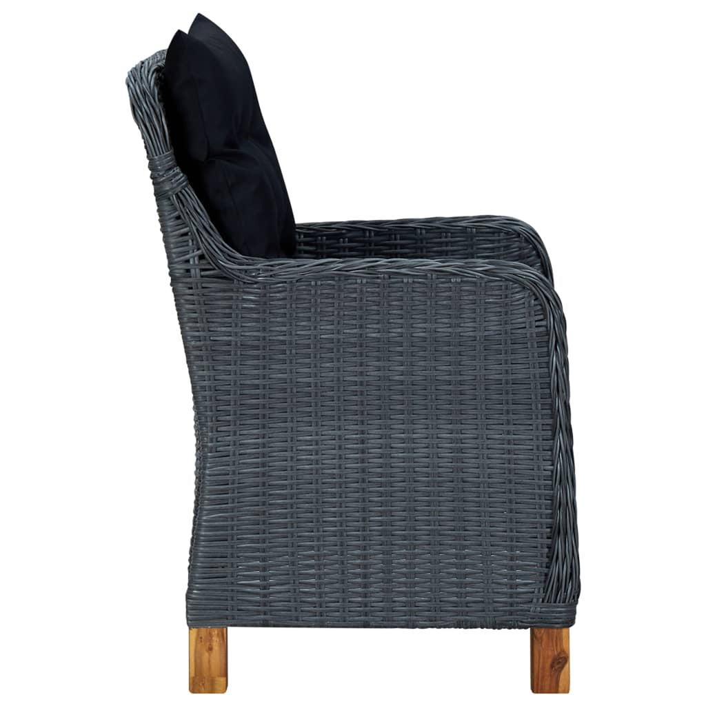 2 pcs Poly Rattan Dark Gray Patio Chairs with Cushions U160235