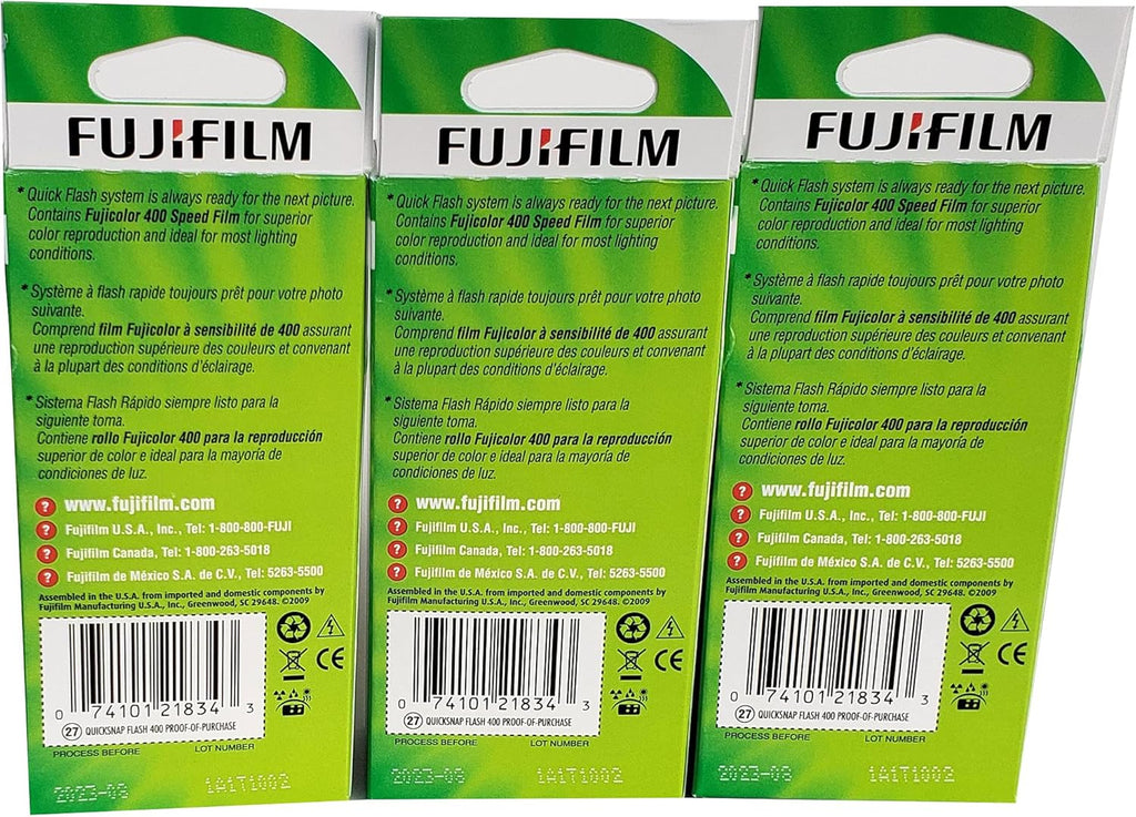 Disposable 35mm Camera Flash 400 Pack of 3 with Microfiber Cloth Y652