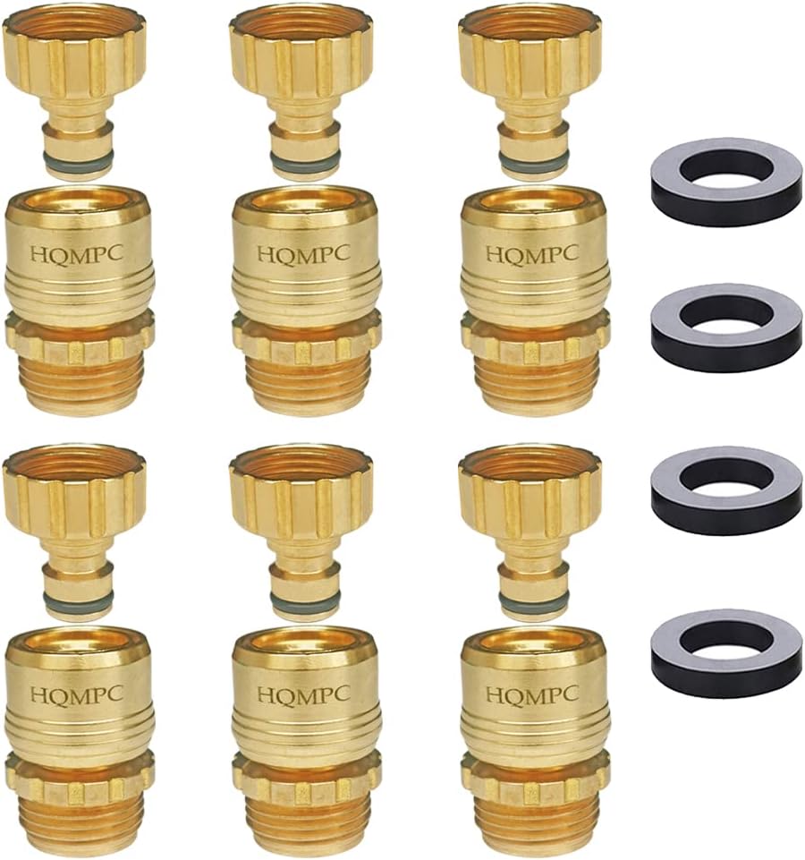 3/4 inch GHT Solid Brass Garden Hose Connector (6SETS) Q3414