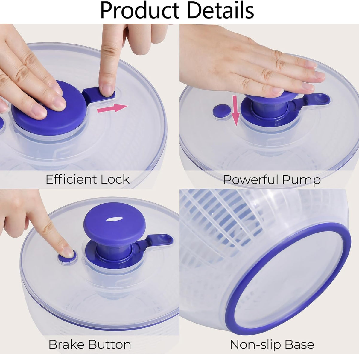 2L One-handed Salad Spinner with Salad Bowl O800798
