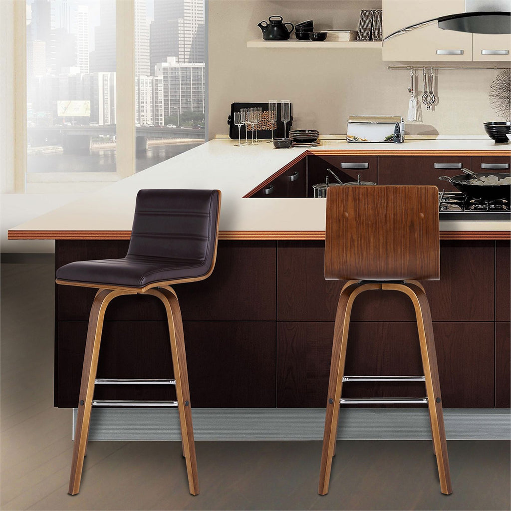 26" Faux Leather Counter Stool in Brown/Walnut E322647