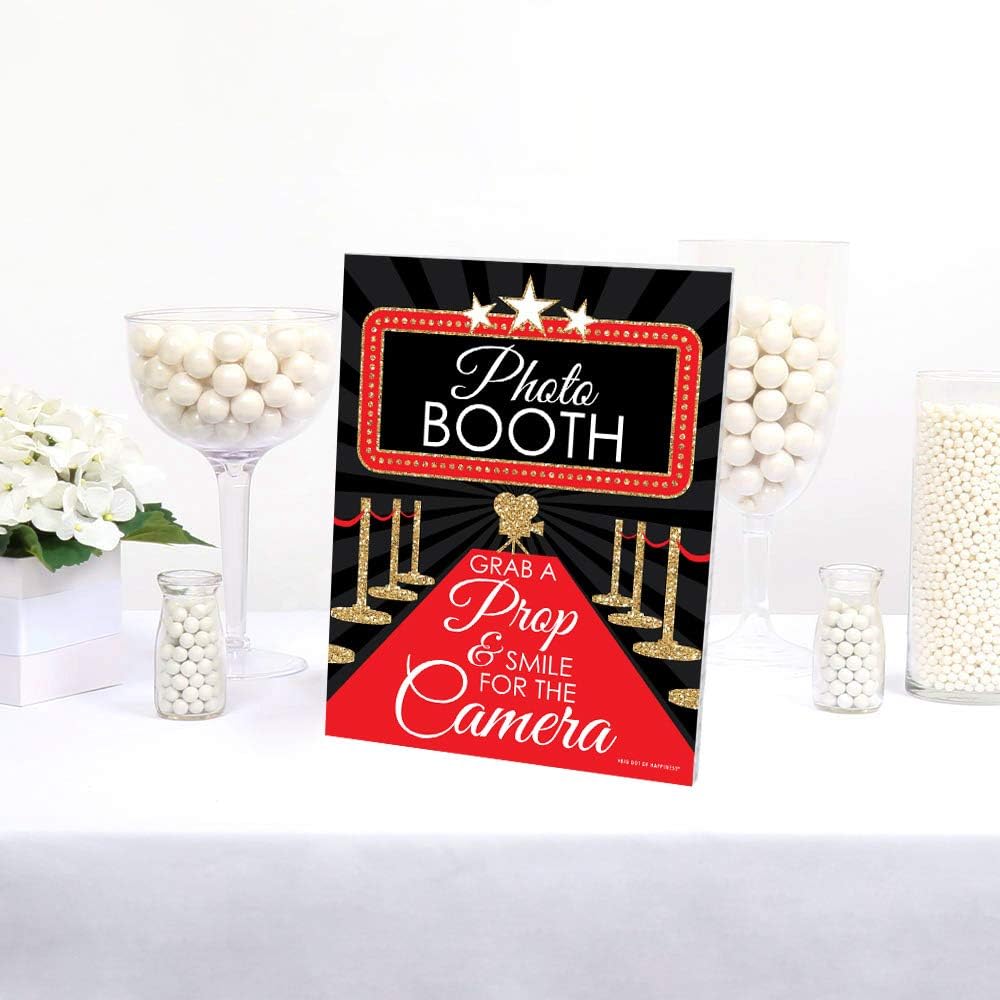 Red Carpet Hollywood Photo Booth Sign, 10.5 x 13.75 inches, 1 Piece P795