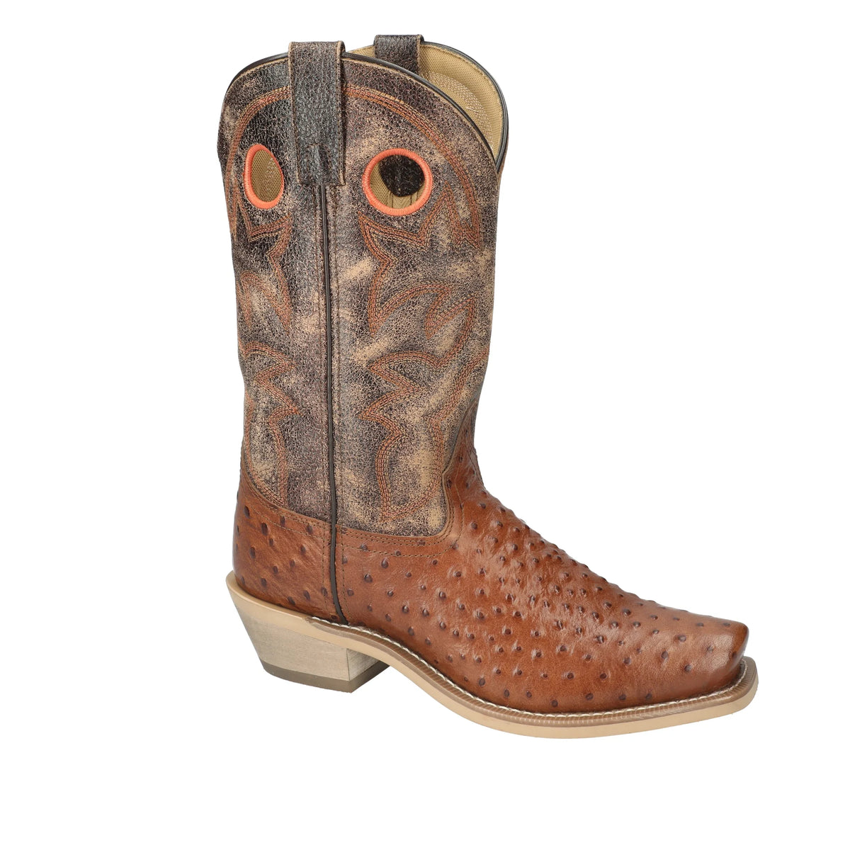 Cognac Square Toe Ostrich Print Performance Boot M89841