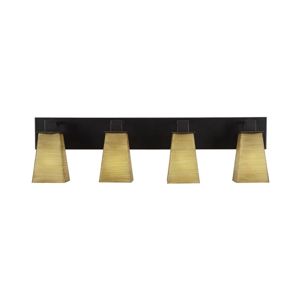 Four Light Bath Bar, Dark Granite Finish with Square Linen Glass B32461